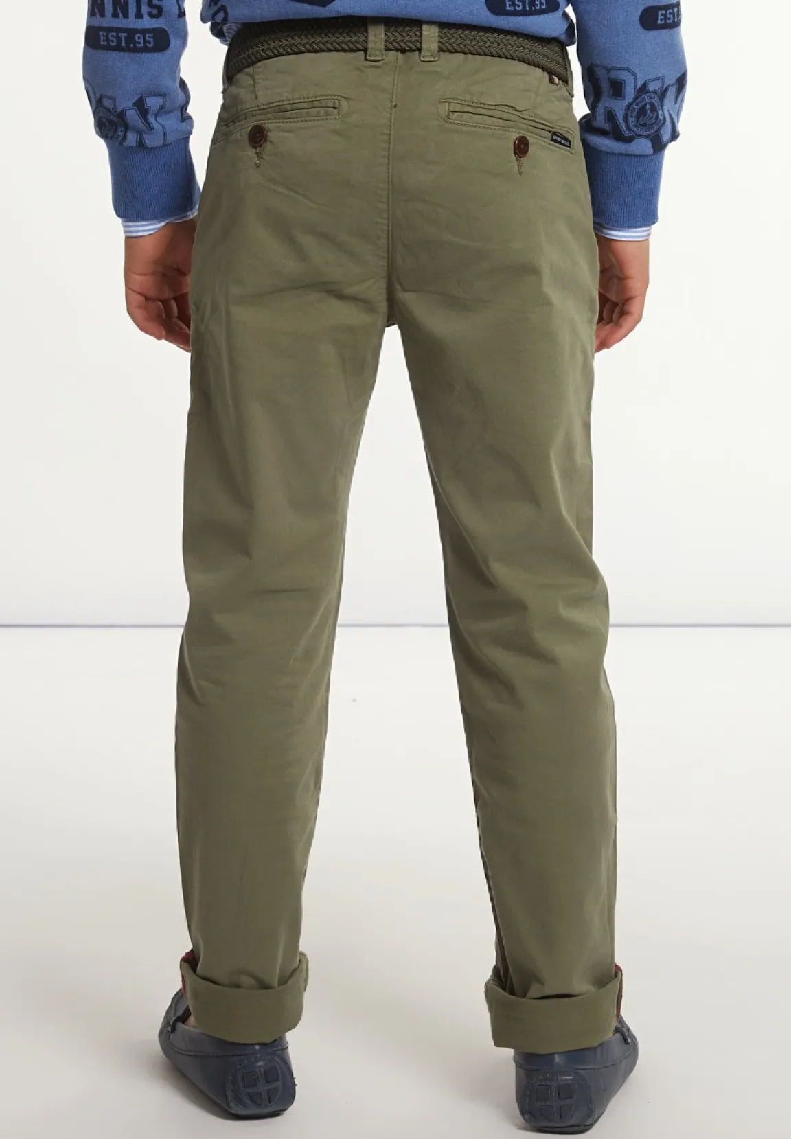 Online River Woods Slim fit basic chinobroek stretch kaki -