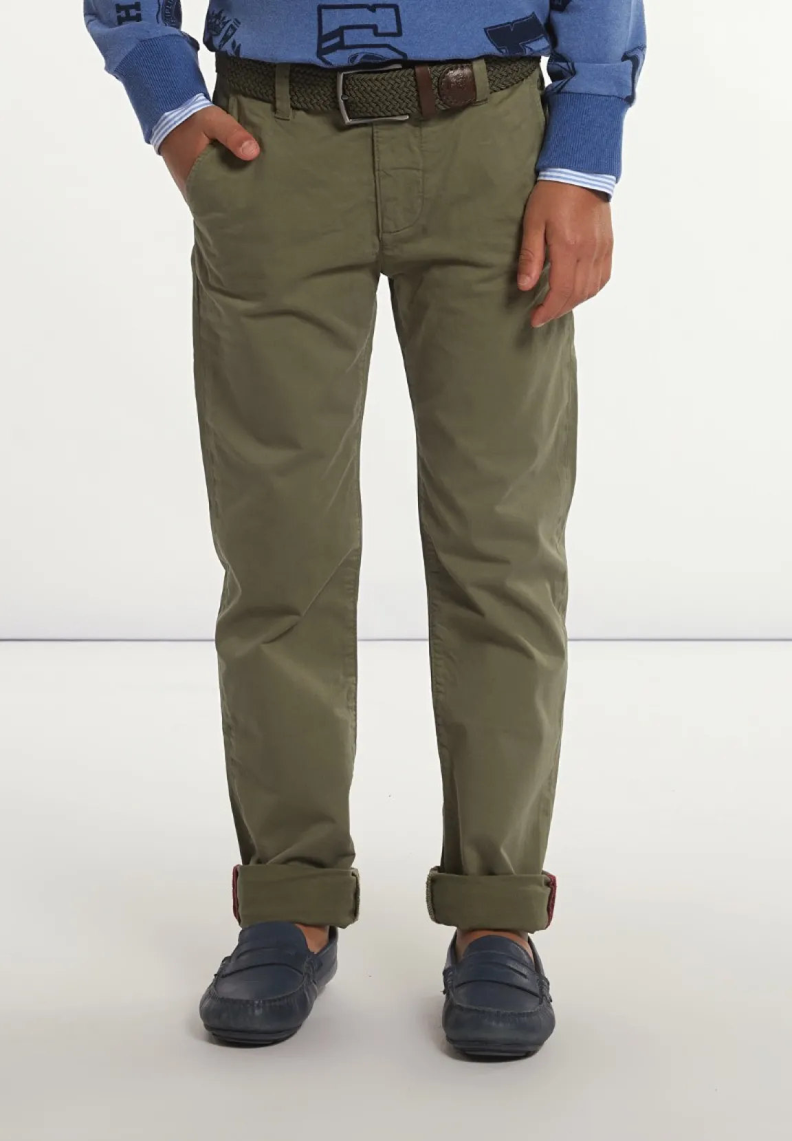 Online River Woods Slim fit basic chinobroek stretch kaki -