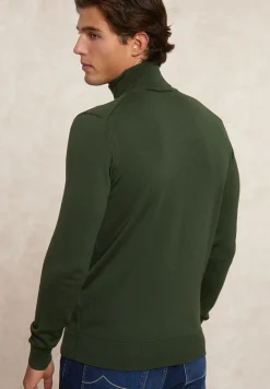 Fashion River Woods Slim fit basic merino rolkraagtrui olijfgroen -