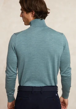 Fashion River Woods Slim fit basic merino rolkraagtrui jade green mix -