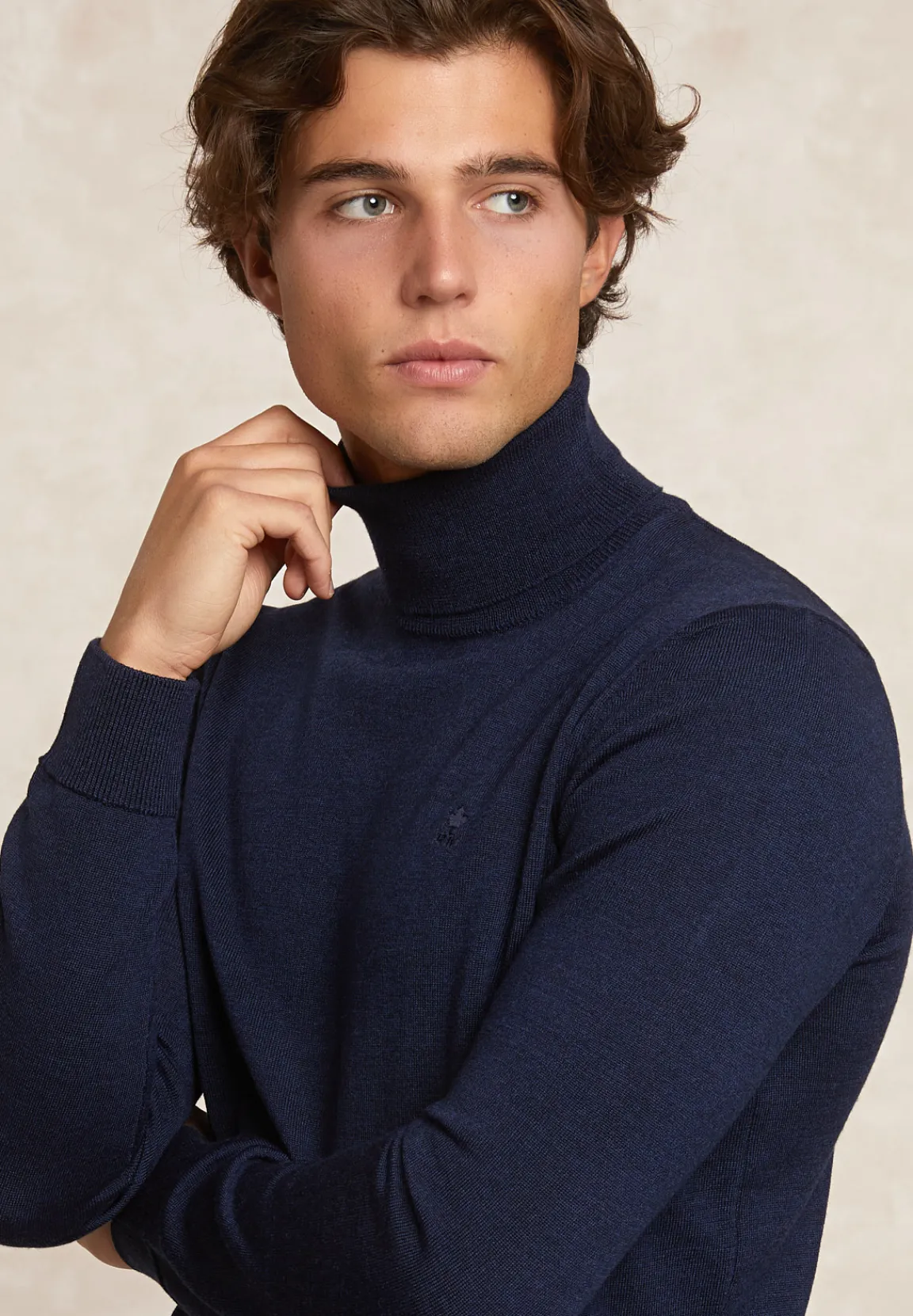 Outlet River Woods Slim fit basic merino rolkraagtrui moonlight mix -