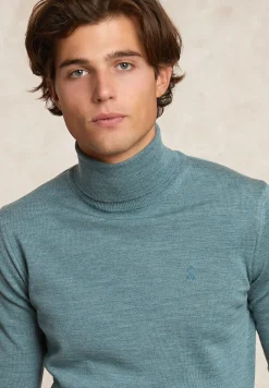 Fashion River Woods Slim fit basic merino rolkraagtrui jade green mix -