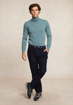 Fashion River Woods Slim fit basic merino rolkraagtrui jade green mix -