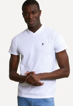 Best River Woods Slim fit basic pima katoen V-hals T-shirt wit -
