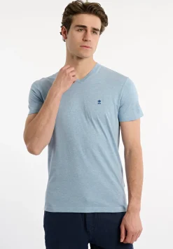 Clearance River Woods Slim fit basic pima katoen V-hals T-shirt soft frost mix -