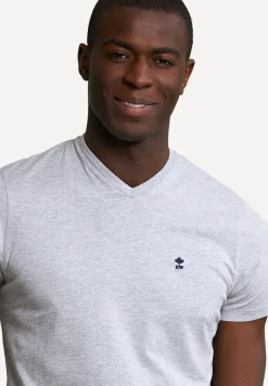 Best River Woods Slim fit basic pima katoen V-hals T-shirt oyster mix -