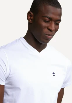 Best River Woods Slim fit basic pima katoen V-hals T-shirt wit -