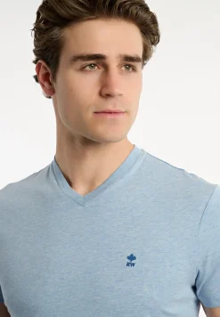 Clearance River Woods Slim fit basic pima katoen V-hals T-shirt soft frost mix -