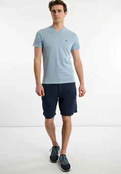 Clearance River Woods Slim fit basic pima katoen V-hals T-shirt soft frost mix -