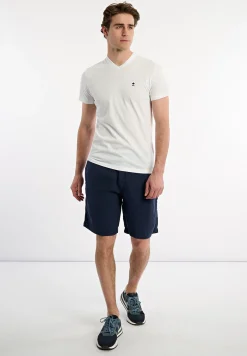 Discount River Woods Slim fit basic pima katoen V-hals T-shirt wit -