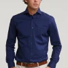 Discount River Woods Slim fit effen hemd blauw -