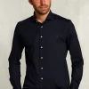 Hot River Woods Slim fit effen hemd blauw -