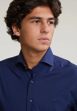 Discount River Woods Slim fit effen hemd blauw -