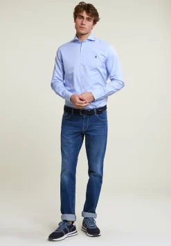 Fashion River Woods Slim fit effen hemd blauw -