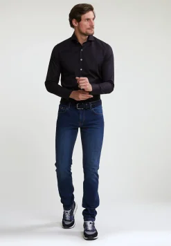 Discount River Woods Slim fit effen hemd blauw -