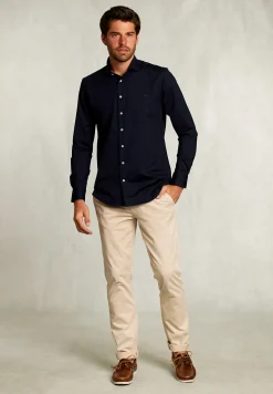 Hot River Woods Slim fit effen hemd blauw -