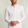 Best River Woods Slim fit effen hemd henley kraag wit -