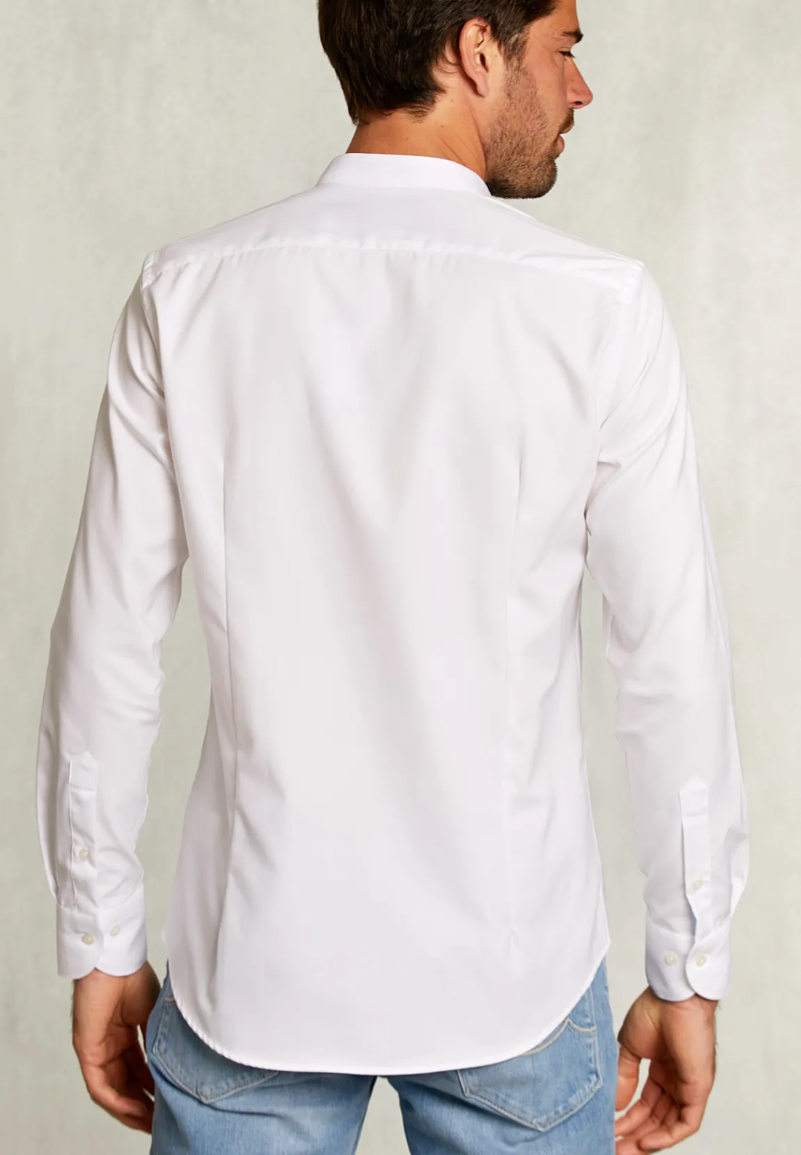 Best River Woods Slim fit effen hemd henley kraag wit -