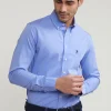 Fashion River Woods Slim fit effen hemd met zak blauw -