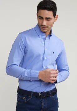 Fashion River Woods Slim fit effen hemd met zak blauw -