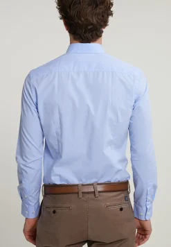 Best River Woods Slim fit effen hemd met zak blauw -