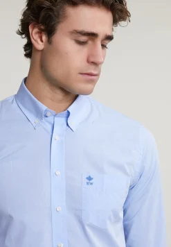 Best River Woods Slim fit effen hemd met zak blauw -
