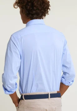 Discount River Woods Slim fit effen hemd performance stretch blauw -