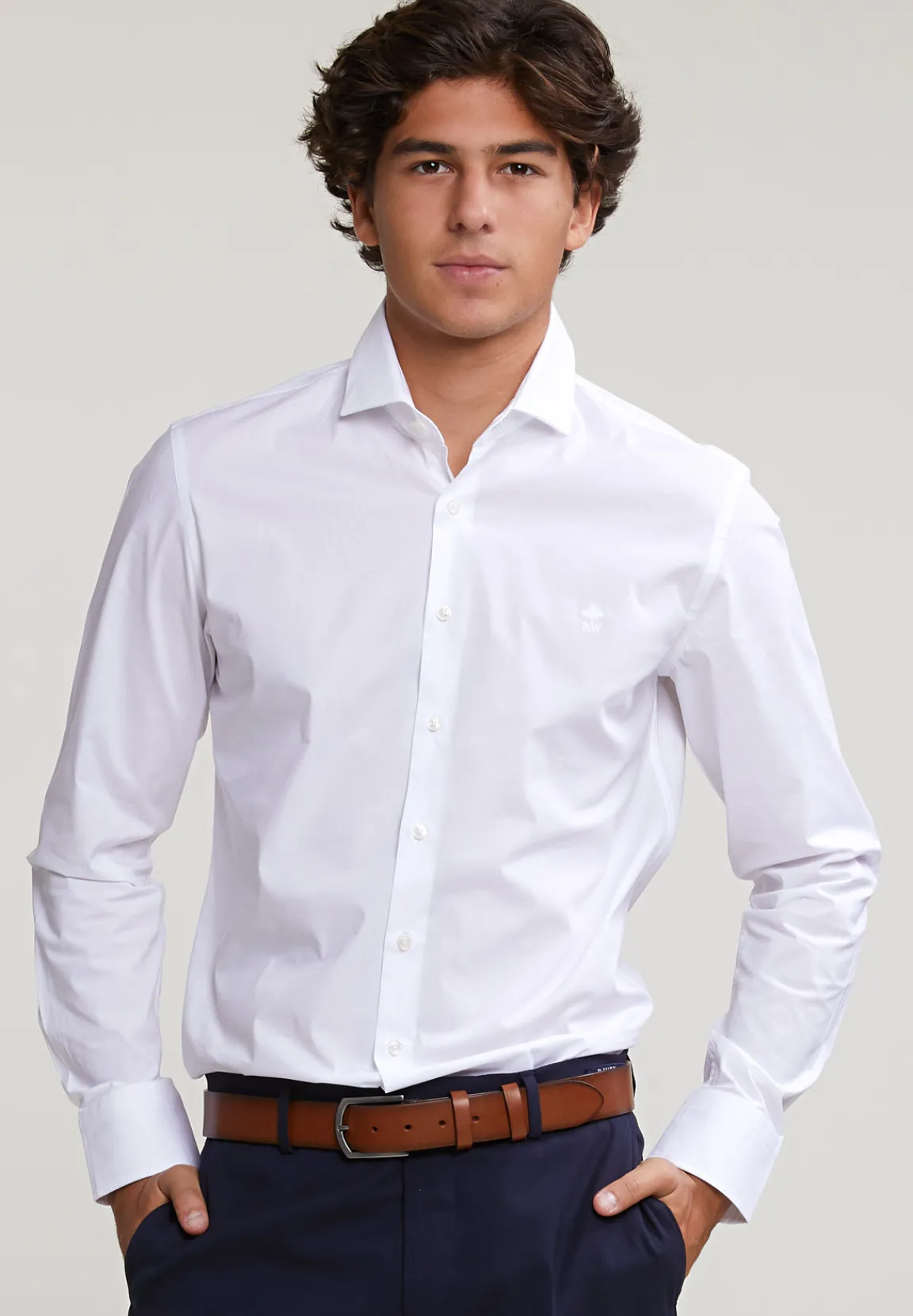 Sale River Woods Slim fit effen hemd wit -