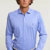 Online River Woods Slim fit effen katoenen hemd blauw -