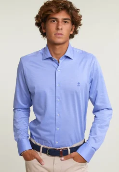 Online River Woods Slim fit effen katoenen hemd blauw -