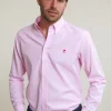 New River Woods Slim fit effen katoenen hemd roze -