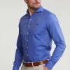 Fashion River Woods Slim fit effen katoenen hemd blauw -