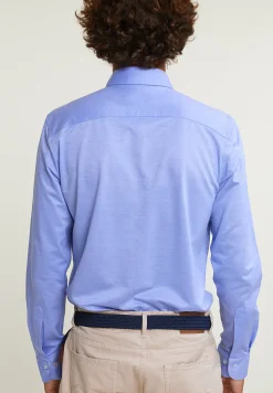 Online River Woods Slim fit effen katoenen hemd blauw -