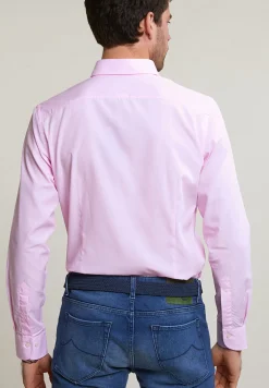 New River Woods Slim fit effen katoenen hemd roze -