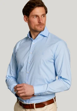 Hot River Woods Slim fit effen stretch hemd lichtblauw -