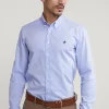 Hot River Woods Slim fit effen stretch hemd blauw -
