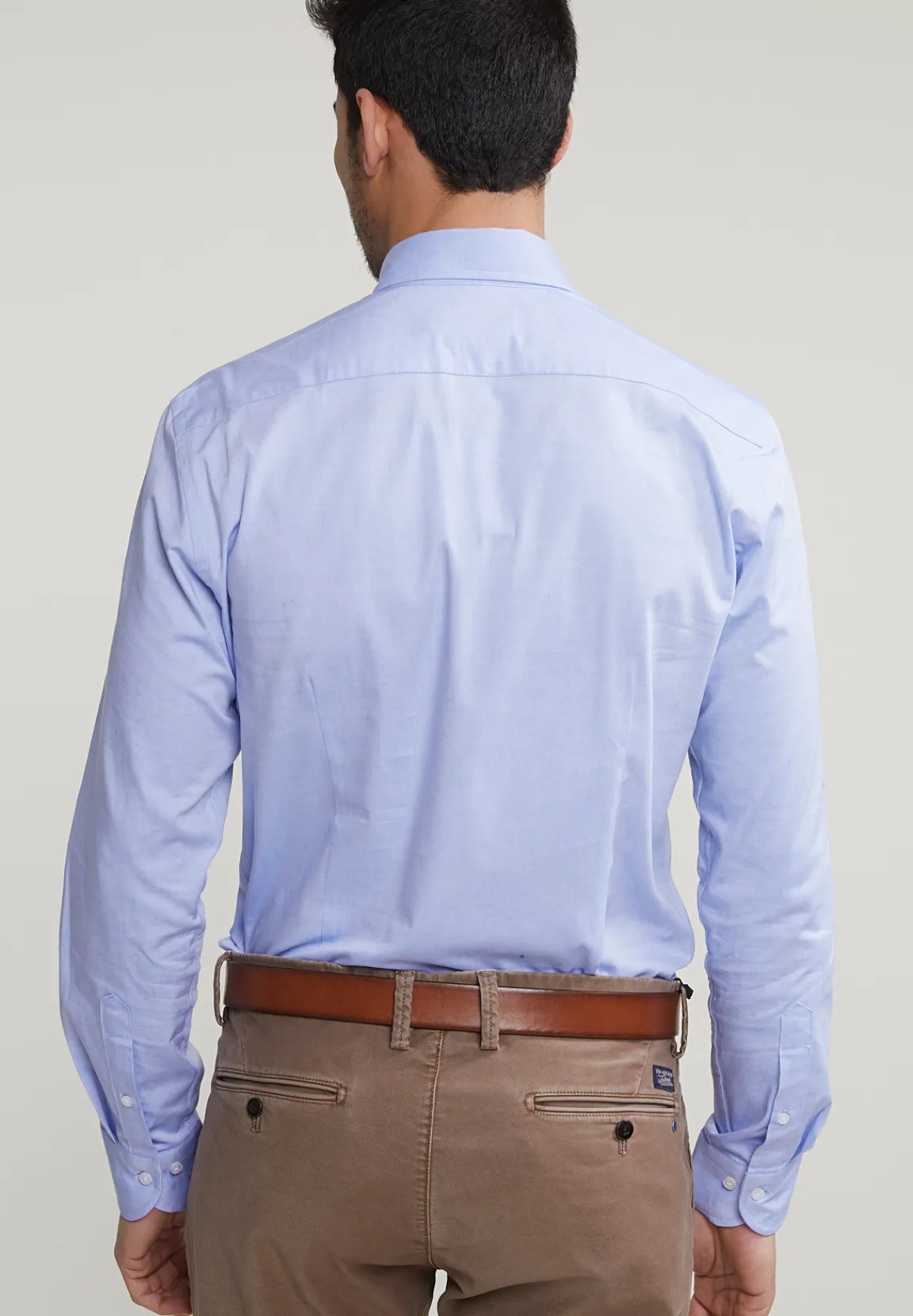 Hot River Woods Slim fit effen stretch hemd blauw -
