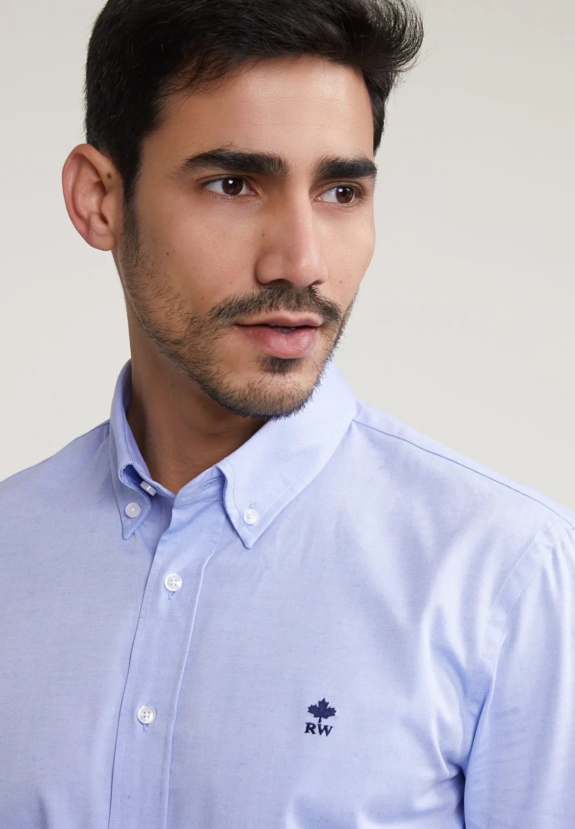 Hot River Woods Slim fit effen stretch hemd blauw -