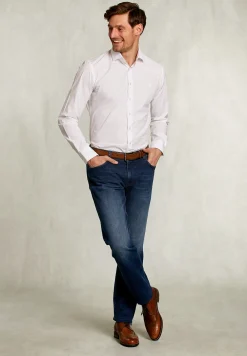 Sale River Woods Slim fit effen stretch hemd wit -
