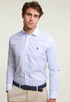 Outlet River Woods Slim fit fantasiehemd blauw/wit -