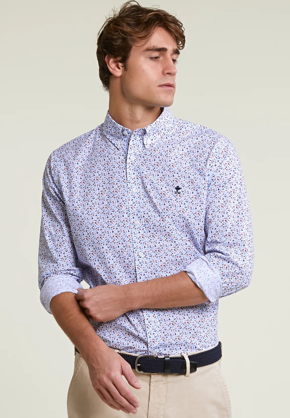 Online River Woods Slim fit fantasiehemd blauw/rood -