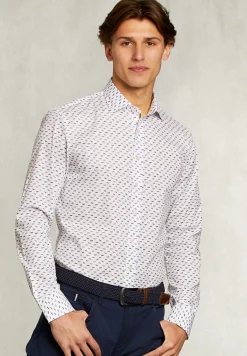 Discount River Woods Slim fit fantasiehemd blauw/wit -