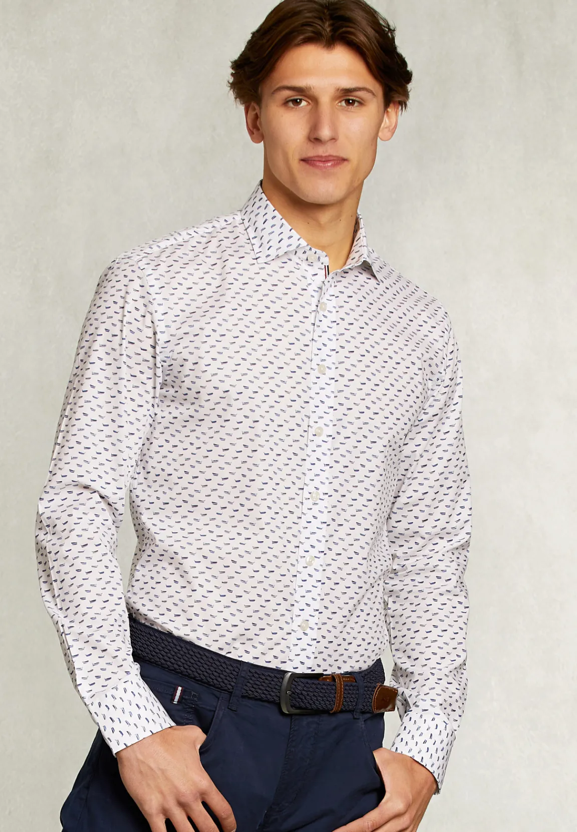 Discount River Woods Slim fit fantasiehemd blauw/wit -