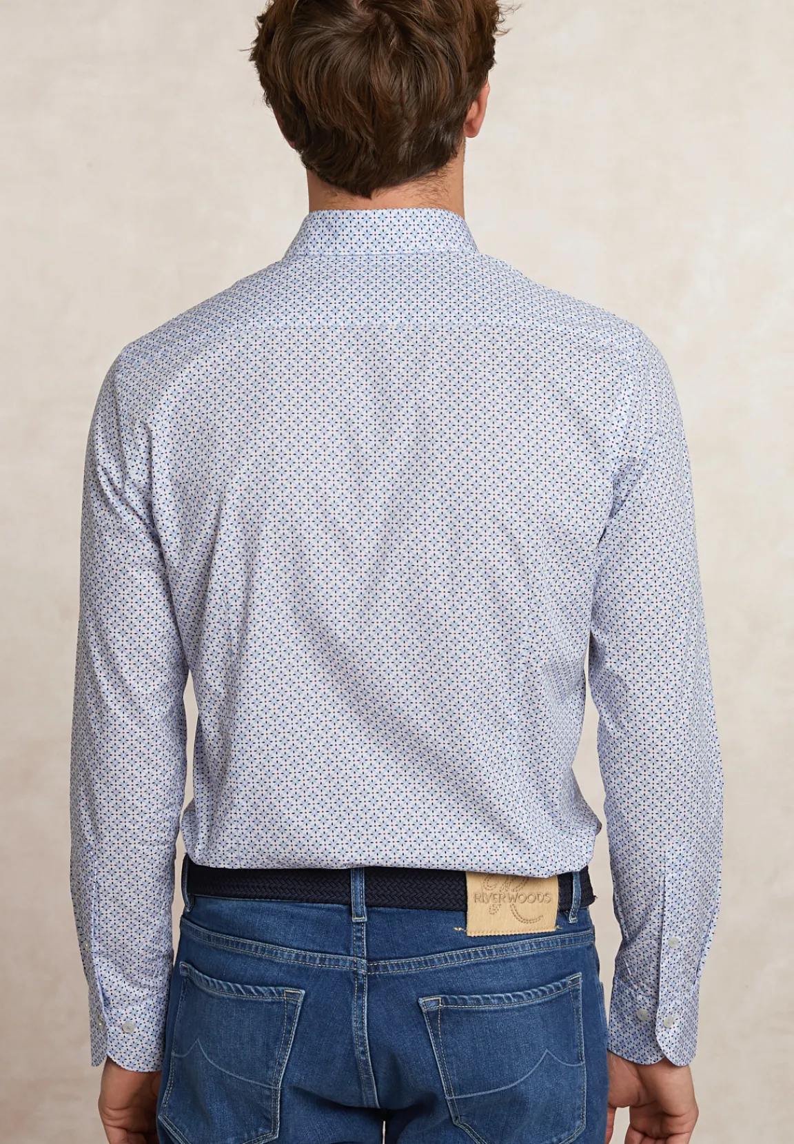 New River Woods Slim fit fantasiehemd blauw/wit -