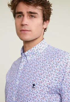 Online River Woods Slim fit fantasiehemd blauw/rood -