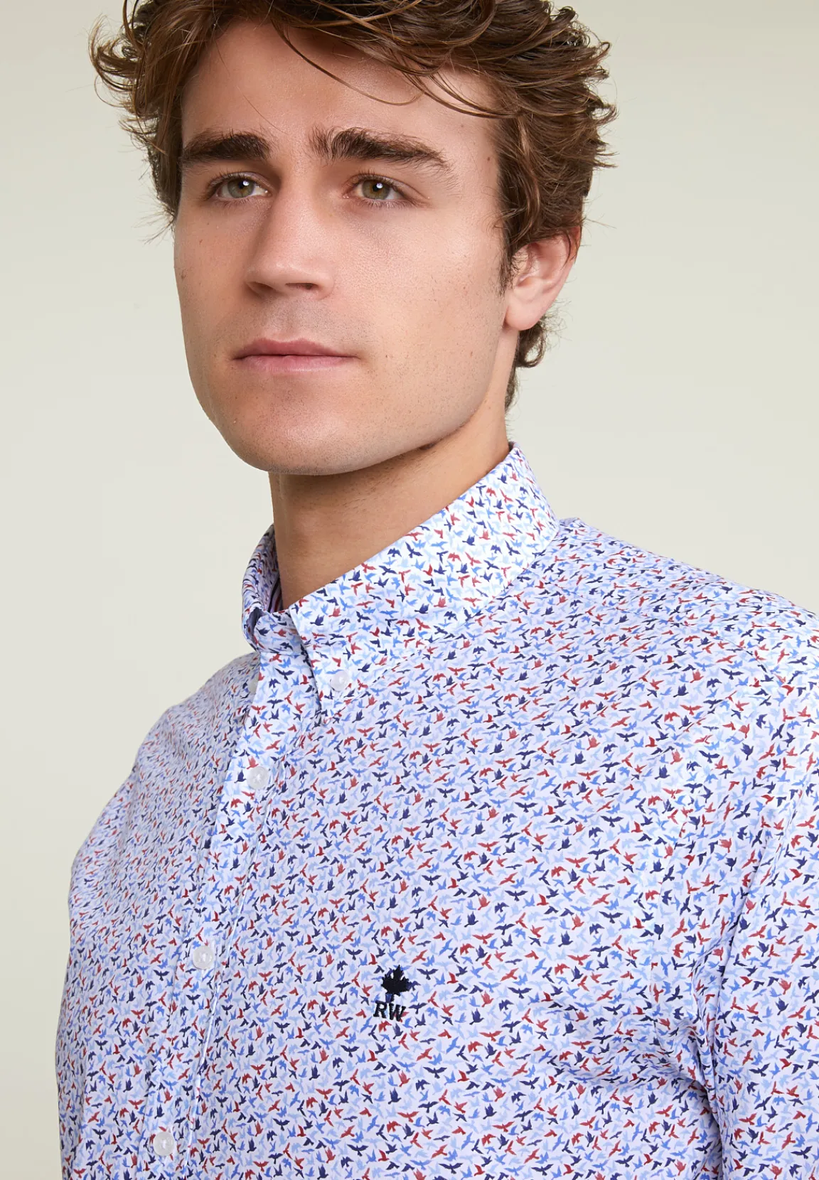 Online River Woods Slim fit fantasiehemd blauw/rood -
