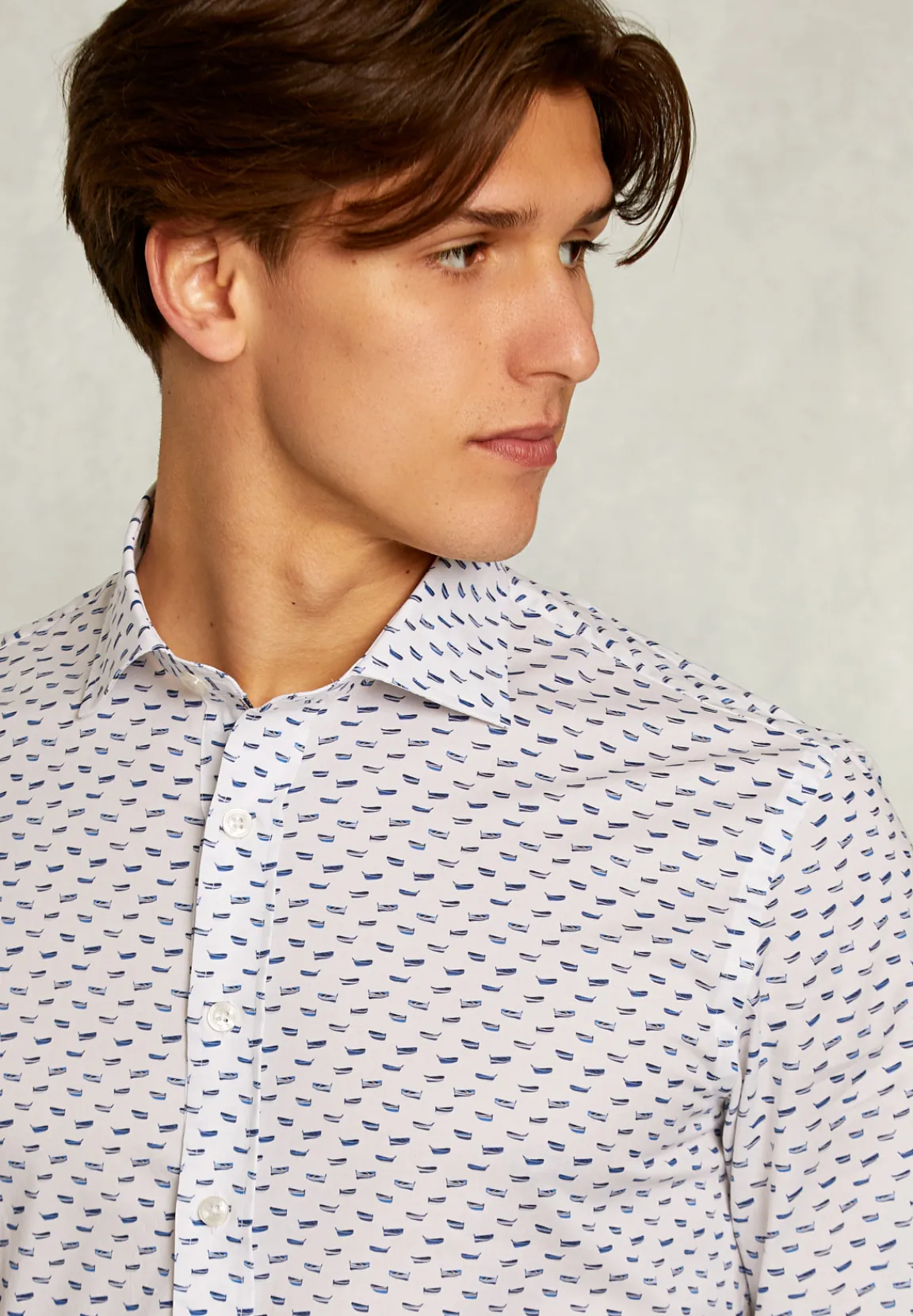 Discount River Woods Slim fit fantasiehemd blauw/wit -