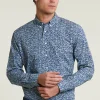 Hot River Woods Slim fit gebloemd hemd groen/blauw -