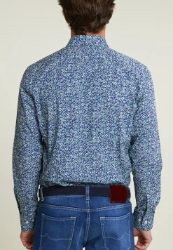 Hot River Woods Slim fit gebloemd hemd groen/blauw -