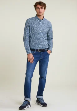 Hot River Woods Slim fit gebloemd hemd groen/blauw -